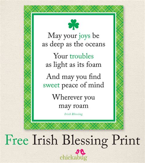 Free Irish Blessing Print Chickabug