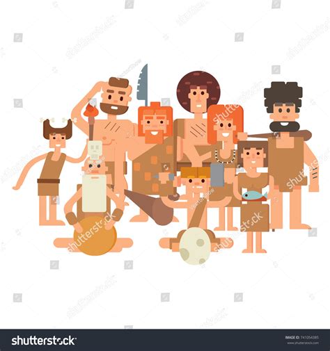 Caveman Primitive Stone Age Cartoon Neanderthal Stock Vector Royalty