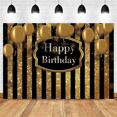 Gold Happy Birthday Backdrop Glitter Ballon Photography Background