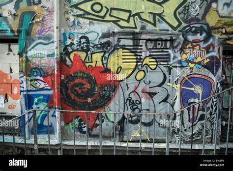 Street Art Graffiti Vandalism On The Side Of Buildings And Street