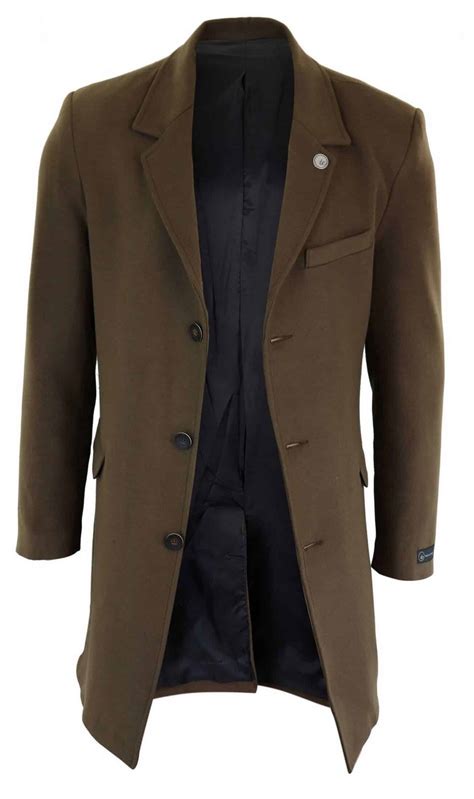 Mens Classic Wool Long Overcoat Brown Buy Online Happy Gentleman
