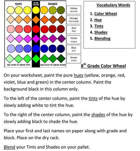 8th Grade Color Wheel Mrs Begins Art Room