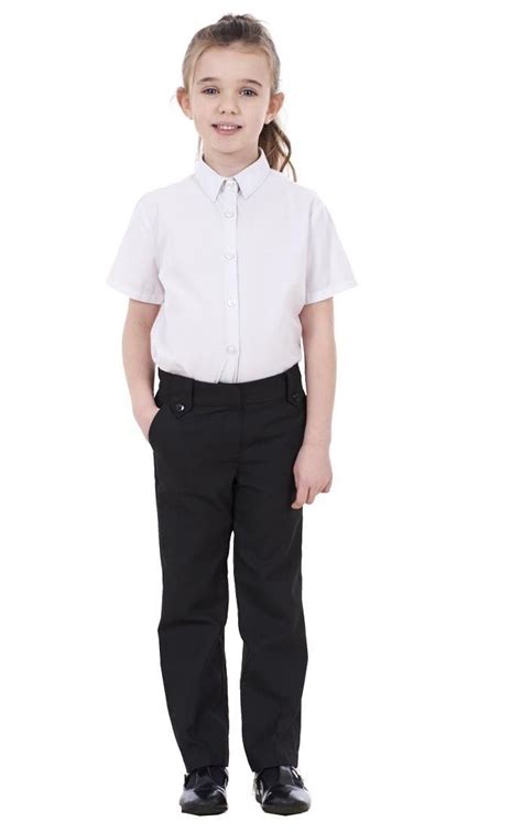 Kids Girls Teens Smart Straight Leg School Trousers Uniform Age 7 16
