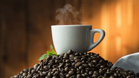 Desktop Wallpaper Coffee Cup Smoke Beans Hd Image