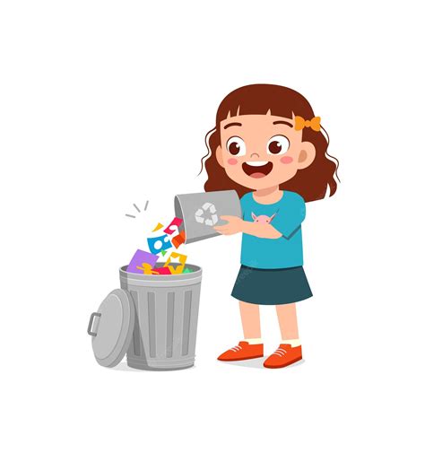 Illustration Of Boy Person Throwing Trash Into Recycle Bin Clip Art
