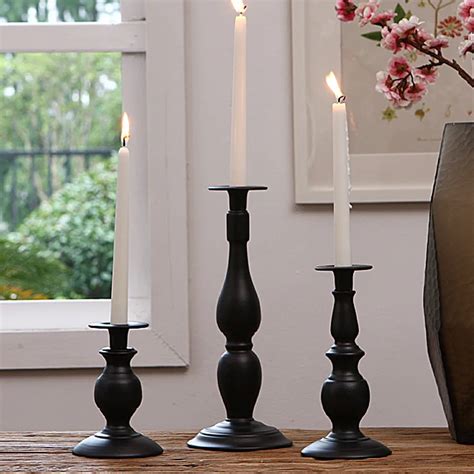 H32cm23cm15cm Black White Iron Metal Candlestick Pillar Candle Holder