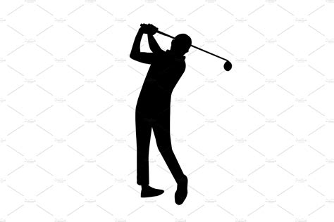 Vector Of Silhouette Golfer Custom Designed Illustrations ~ Creative