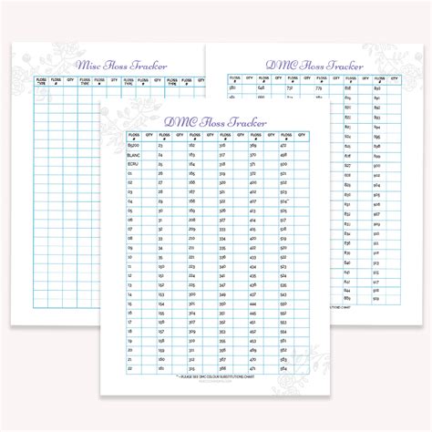 DMC Floss Inventory Sheet Printable DMC Color Inventory Tracker Digital