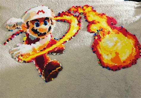 Fireball Mario By Gamer Geek Boutique Perler Bead Art Diy Perler