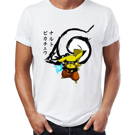 Mens T Shirt Pokemon Pikachu Naruto Shifter Funny Anime Crossover