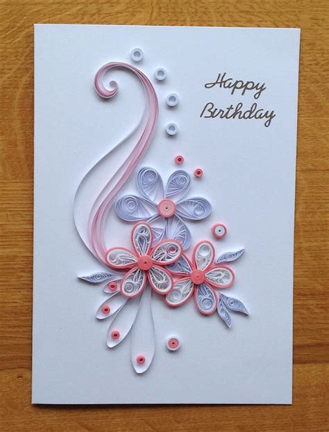 Quilling Pink And White Birthday Card Paper Quilling Cards Quilling