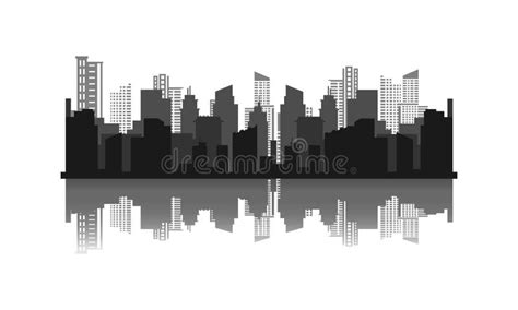 Abstract City Building Skyline Metropolitan With Reflection Design