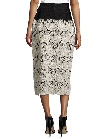 Stella Mccartney Two Tone Long Lace Skirt In Floral Black Lyst