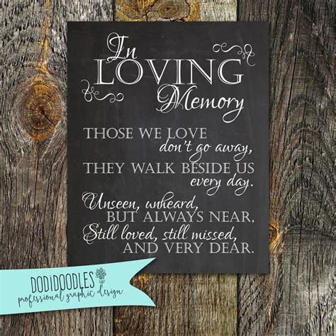In Loving Memory Chalkboard Printable Sign For Wedding Etsy Wedding