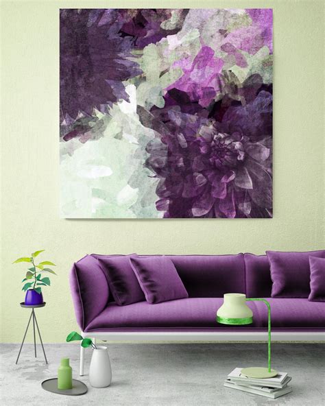 Floral Branch 5450 Rustic Purple Floral Canvas Art Print Etsy