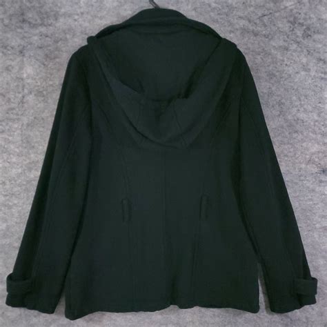 Sebby Jacket Womens Large Black Sweatshirt Fleece Hooded Button Up
