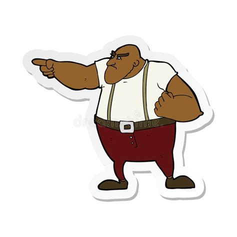Sticker Of A Cartoon Angry Tough Guy Pointing Stock Vector