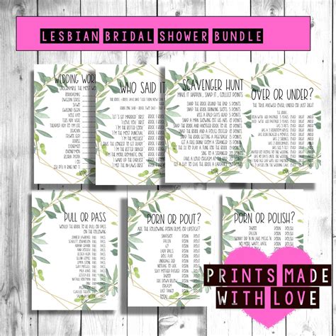 Lesbian Bridal Shower Bundle Games Pack Hen Party Hen Do Etsy Uk