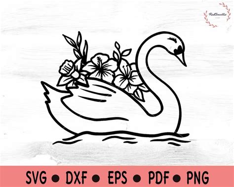 Swan Flower Bouquet Swan Flowers Svg Swan Svg File Swan Cricut Files