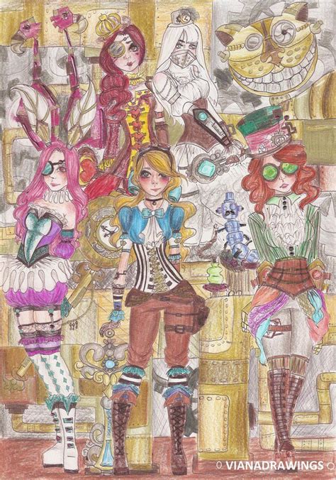 Alice In Wonderland Steampunk By Vianadrawings On Deviantart Alice In