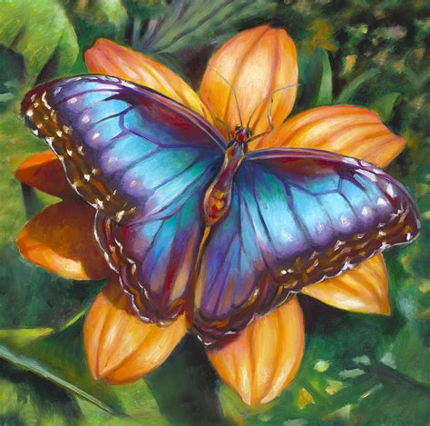 Blue Morpho Butterfly Painting By Nancy Tilles Fine Art America