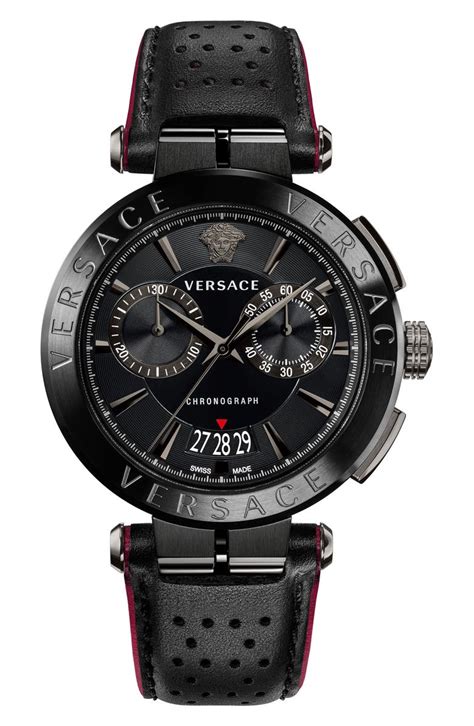 Versace Aion Chronograph Leather Strap Watch 45mm Nordstrom
