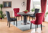 Ricardo Grey Round Extending Dining Table with Ceramic Marble Effect ...