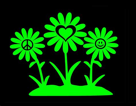 Peace Love And Happiness Hippie Flowers Vinyl Decal By Logicsigns