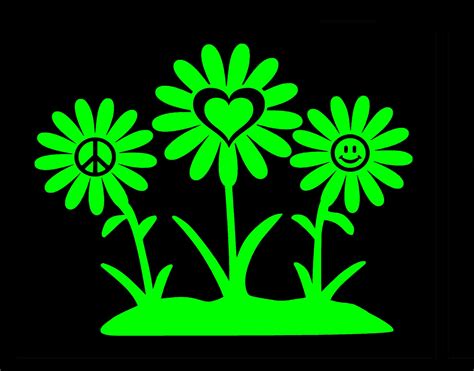 peace love and happiness hippie flowers vinyl decal by logicsigns