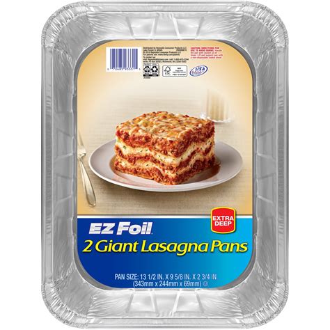 Hefty Ez Foil Aluminum Extra Deep Giant Lasagna Pans With Lids 2 Count