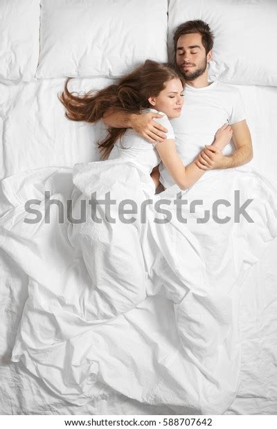 Young Cute Couple Together Bed Stock Photo Edit Now 588707642