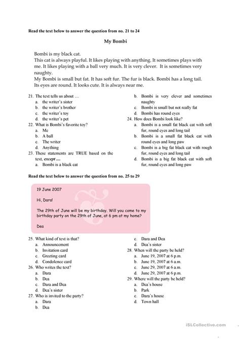 Our worksheet invites the use of critical thinking skills at every level. English Test for Grade 7 worksheet - Free ESL printable worksheets made by teachers