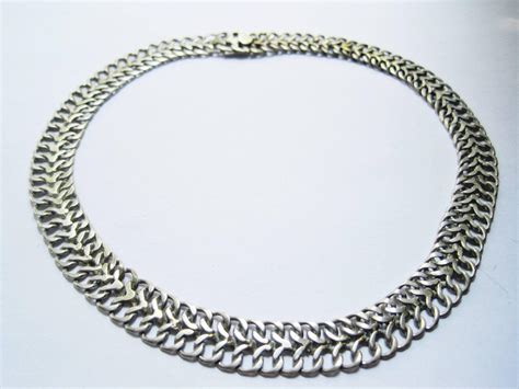 Vintage Mexican Silver Necklace Choker By Tnc Anteeka