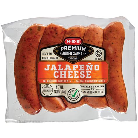 H E B Select Ingredients Premium Jalapeno Cheddar Smoked Sausage Shop