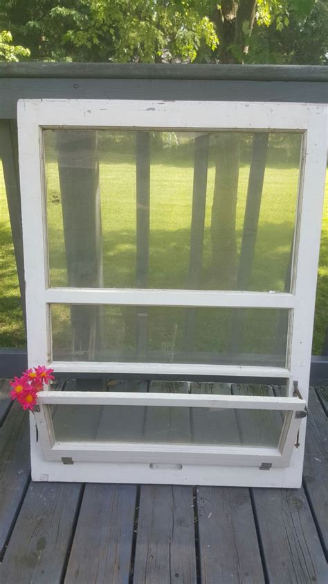 Vintage Three Pane Weathered Window Frame Three Pane Salvaged Wood Old