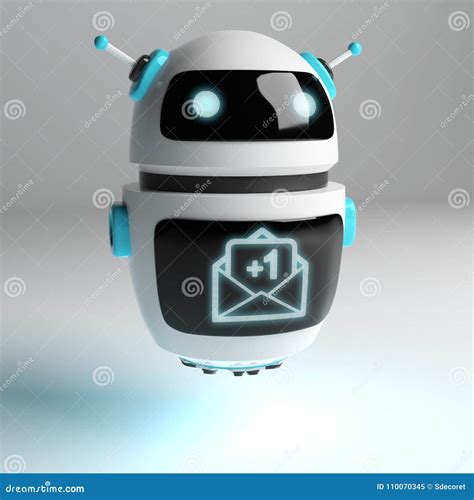 Futuristic Digital Robot Receiving Emails 3d Rendering Stock