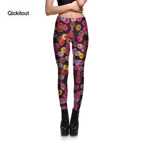 qickitout leggings hot selling fashion colorful donuts 3d leggings wear comfortable leggings