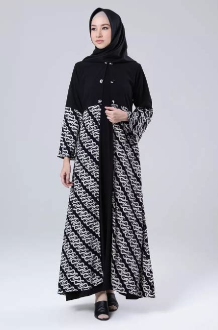 Gamis Batik Campur Polos