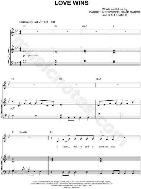Carrie Underwood Love Wins Sheet Music In Bb Major Transposable