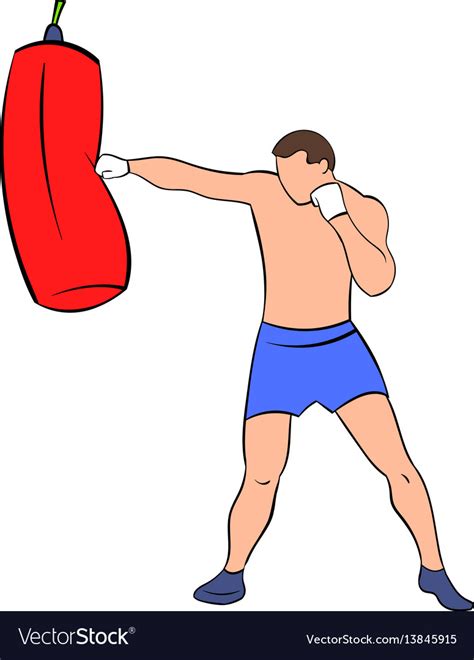 Boxer Hitting The Punching Bag Icon Cartoon Vector Image
