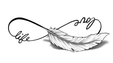 love life veertje met schaduw infinity tattoo with feather feather tattoo design feather