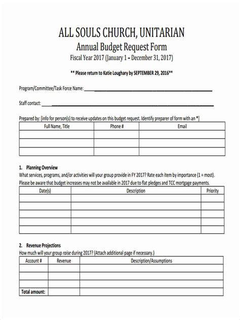 Free Printable Church Budget Template