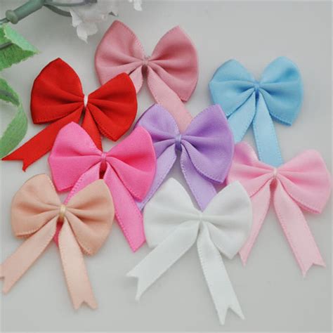 40pcs satin ribbon flower bows roses wedding decorations appliques crafts e44 ribbons aliexpress
