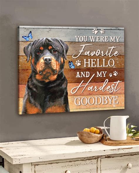 Rottweiler Dog Hardest Goodbye Premium Canvas Wall Art In 2022 Dog