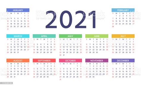 De ellos 8 son de celebración obligatoria común en toda españa y tres pueden ser desplazados por las comunidades autónomas. Ilustración de Calendario 2021 Ilustración Vectorial ...