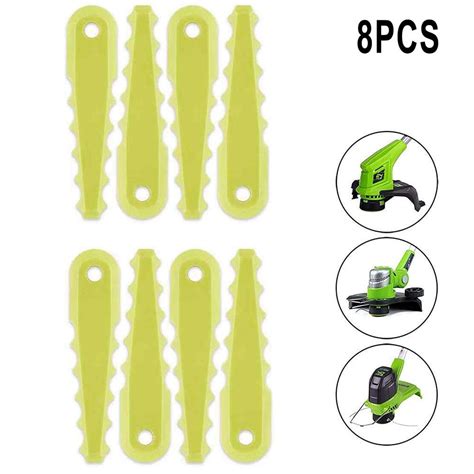 8 Packs Replacement Fixed Blades For 2 In 1 String Head And Serrated For