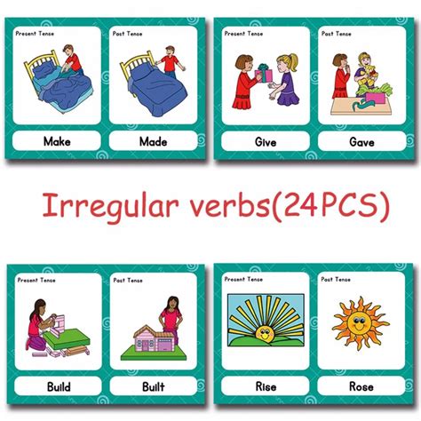 Irregular Verbs Montessori English Word Pocket Flash Card Game Puzzle