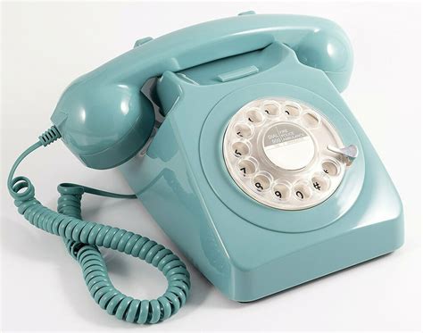 Vintage Light Blue Telephone Rotary Dial Retro Phone Desk T