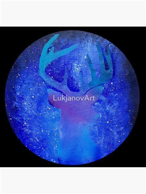 Galaxy Deer Acrylic Painting Fantasy Art Poster By Lukjanovart