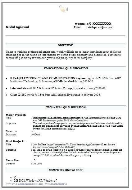 In computer science fresher engineer & diplo. Iti Electrician Fresher Resume Format - BEST RESUME EXAMPLES